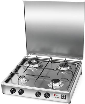 CFParker Fornello 4 fuochi a gas Gpl Bruciatore Doppia Corona Acciaio Inox made in italy mod. 542ACCGP/C