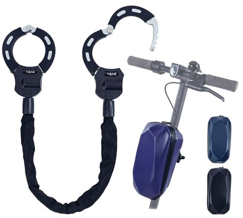 YBAG Lock - Handschellenschloss aus gehärteten Kettengliedern für hohe Sicherheit - E Scooter Schloss | E Roller Schloss | Fahrradschloss - mit Tasche in verschiedenen Farben als Zubehör (Violett)