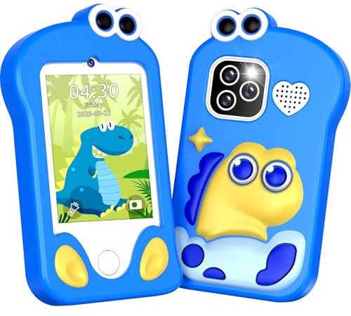 CHAKEYAKE Kinder Handy, Kinderkamera im Smartphone-Format mit 2.8” Touchscreen, Dual Kamera, Foto- Videofunktionen,MP3-Spieler, 32 GB SD Karte, Geburtstags Geschenke Lerntelefon Spielzeug ab 3-8 Jahre