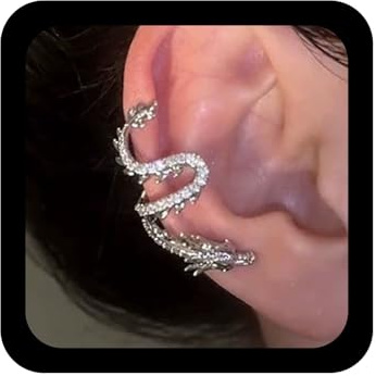 Aneneiceera Vintage Kristall Drache Ohr Manschette Ohrringe Silber Strass Drachen Manschette Ohrring Cz Drachen Knorpel Clip Ohrring Minimalistisch Kein Piercing Ohrringe Schmuck Für Frauen