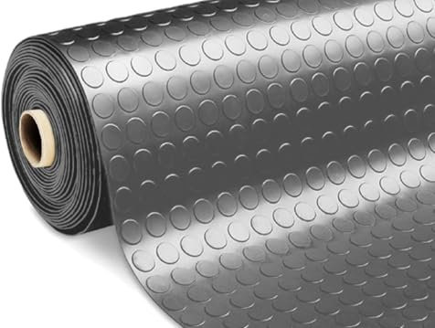 BIANCHERIAWEB Teppich Bodenbelag gummiert PVC mit Noppen Dunkelgrau 100 x 600 cm Floor Dunkelgrau