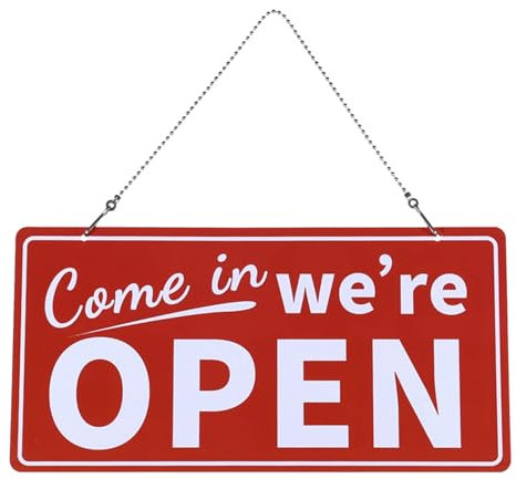 Boxonly Panneau ouvert et fermé, panneau double face en PVC avec section temps de retour facile à nettoyer et chaîne de suspension amovible pour restaurant, bureau, entreprise, magasin, café – 15 x 30