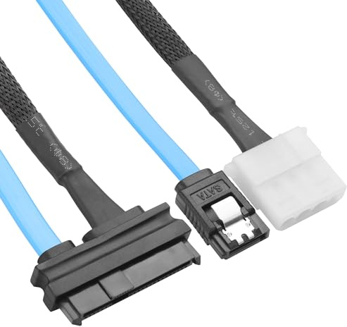 YAODHAOD SAS zu SATA Adapter SFF-8482 Konverteradapter (SAS auf SATA 7pin + 4pin molex)