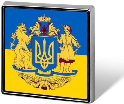 Flagge der Ukraine mit Wappen, quadratische Brosche, Anstecknadel, Krawatte, Anzug, Kleid, Zubehör, Hochzeit, Geburtstag, für Männer und Frauen