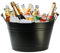 Trendi 24L Cold Drinks GALVANISED Steel Oval Tub Outdoor ICE Bucket Cooler | Beverage Beer Lager Drink Pail Cocktails Parties, Drinks Cooler, Wine Bucket (BLACK)