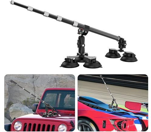 Fünf Saugnapf-Kfz-Halterungs-Set für Insta360 Autohalterung, 5-in-1-Saugnapfhalterung mit Verriegelung, unsichtbarer Selfie-Stick für Insta360, X5, X4, X3, GoPro, DJI OSMO 360 Kamera für Motorhaube