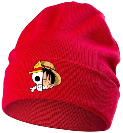 MAJEQZGY One Piece Beanie Strickmütze Cute Winter Beanie Mützen Weiche Skimütze Wollmütze Geschenk für Kinder Jungen Mädchen (DE/NL/SE/PL, Alphanumerisch, M, Rot)
