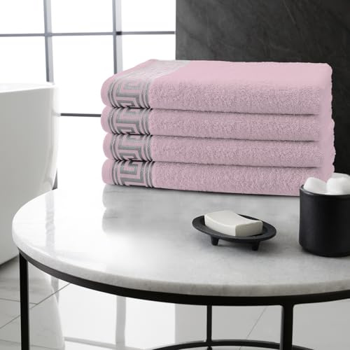 GC GAVENO CAVAILIA Luxury Bath Towels 4 Piece - Ultra Soft, Fluffy 100% Egyptian Cotton Towel Set - Quick Dry & Highly Water Absorbent Bathroom Towels - 500 GSM Large Towel (70x120 cm) - Blush Pink