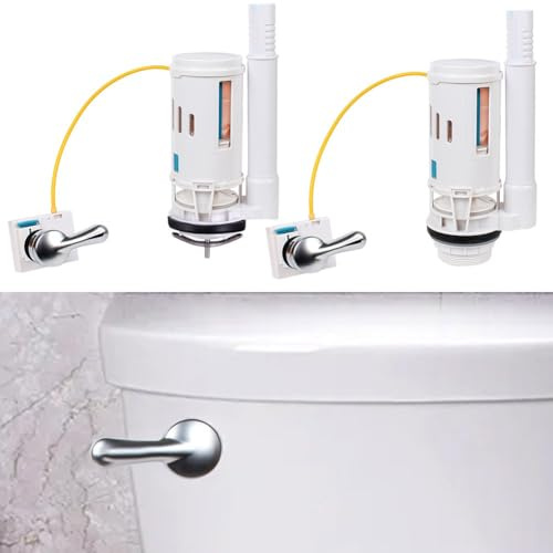 FACAIIO 5,1 cm WC-Spülkasten-Spülventil, Doppelspülhebel, wassersparendes Kunststoff-Ersatzset, kompatibel mit den meisten oberen Druckknopf-Toiletten, Weiß