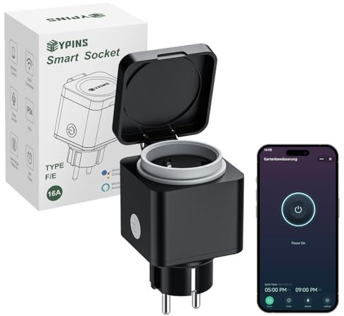 EYPINS WLAN Steckdose Outdoor IP54, Smarte Außensteckdose mit Strommessung, Zeitplan, Überlastschutz, Sprachsteuerung über Alexa & Google Home, Smart Life App Fernbedienung, 3680W/16A Steckdose