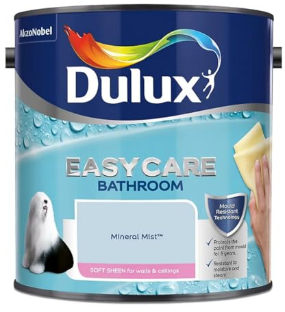 Mineral Mist Dulux Easycare Bathroom Soft Sheen Paint 2.5L – Moisture & Steam Resistant, Mould Protection, Washable Durable Finish for Bathroom Walls & Ceilings