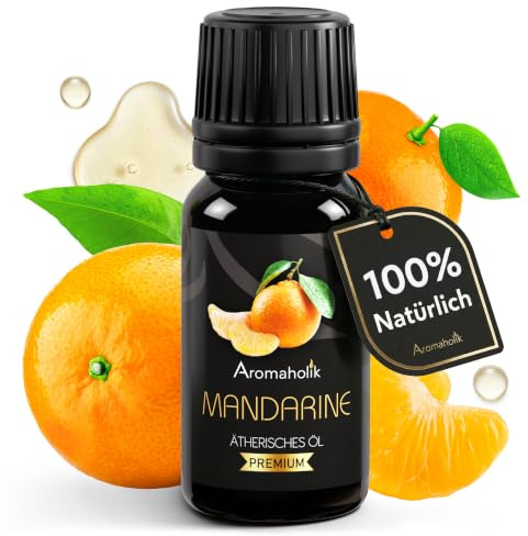 Mandarinenöl BIO 100% natürlich 10 ml - Ätherisches Öl für Diffuser, Duftlampe & Raumduft, Duftöl für Aromatherapie, Massage, Wellness, Spa und Sauna Aromaholik