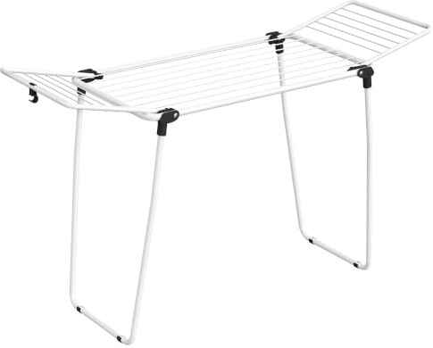SONGMICS Clothes Drying Rack, Winged Clothes Airer, 53 x 158 x 93 cm | Space-Saving Laundry Drying Rack, Metal Structure, for Clothing, Towels, Linens, Matte White and Dove Grey, BUNJI LLR520WK01