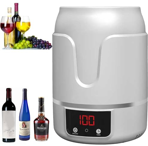 PASPRT Enfriador De Vino Eléctrico Portátil De 5 Niveles | Decantación por Sonido De Alta Frecuencia, Revestimiento De Acero Inoxidable, Pantalla Digital para Bares (White)