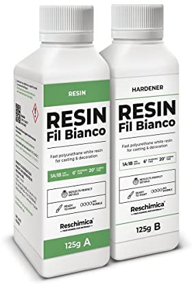 Resina Poliuretanica Bianca 1:1 FIL BIANCO, Indurimento Rapido, Finitura Perfetta,Ideale Per Creazioni In Resina, Decorazioni, Bijoux E Progetti DIY (250 gr)