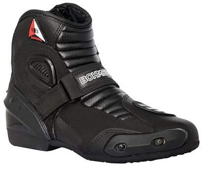 Bohmberg Stivali moto uomo AUDAX, stivali biker, stivali moto sportivi in pelle, idrorepellenti con protezioni rinforzate annesse - 41