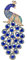 EVER FAITH Cristal Autrichien Élégant Animal Paon Plume Pendentif Broche Bleu Ton d'or