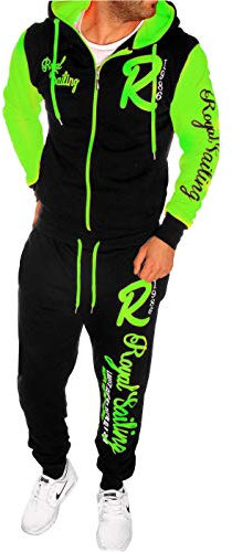 Herren Fitness Jogginganzug Sportanzug Trainingsanzug A. Royal Sailing (XL Schwarz-Grün)