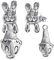 MATERIA Damen Ohrstecker Hase Kaninchen Silber 925 Ohrringe 2 in 1 Stecker beweglich in Geschenk-Box SO-386