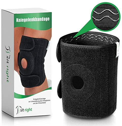 sit right Kniebandage Sport – Patella Knieschoner für Damen, Herren & Kinder - Knie Bandage links & rechts tragbar – Elastische Kniestütze mit Klettverschluss