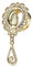 Piercingfaktor Flesh Tunnel Ohr Piercing Plug Ohrpiercing Ear Edelstahl Vintage mit Perlmutt Tropfen Strass Kristall Anhänger Gold 14mm