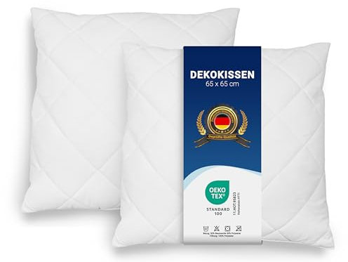 ZOLLNER 2er Set Kissen - Made in Europe – Polyesterfüllung - Bezug aus Mischgewebe - waschbar bis 95°C - 65x65 cm - Hotelqualität - Oeko Tex® Zertifiziert