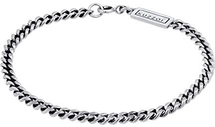Kuzzoi Buddha Silber-Armband für Herren, Handgefertigtes Panzerarmband aus 925 Sterling Silber Oxidiert, Mit Federring, 5mm Breit, 10g Schwer, Länge 21 cm