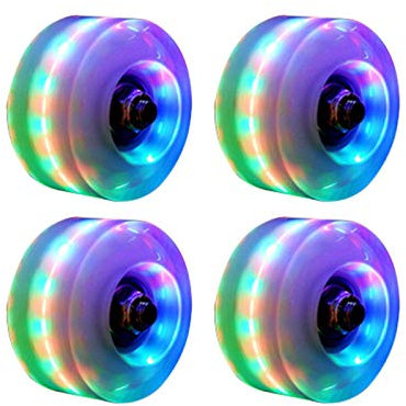 POHOVE LED Aufleuchtend Rollschuhe Räder 4 Packung Leuchtend Mit Skate Roller Lager Quad Roller Skate Räder Für Quad Skating - Bunt, Free Size