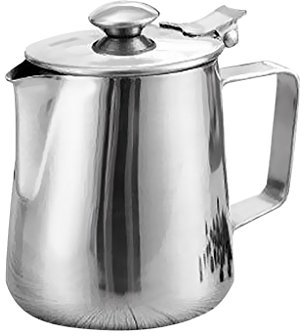 Iwinna Stainless Steel Milk Frothing Pitcher - Steaming Pitchers Frothers - Perfect for Espresso Machines, Milk Frothers, Latte Art - Silver - Silver (1L)