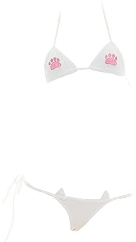 SINGUYUN Ensemble bikini sexy pour femme - Ensemble soutien-gorge et culotte - Motif anime - Cosplay - 220 blanc - Taille unique
