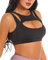 Push-up Sport-BH für Frauen Sexy Hollow Crop Tops mit abnehmbaren Cups Workout Running Medium Support Bra,Schwarz,M