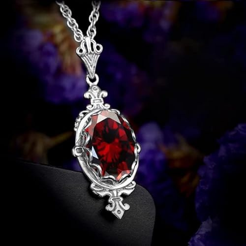 DJMJHG Trendy Amethyst Halskette Anhänger für Frauen Echt Sterling Silber Edelstein Anhänger Antik Silber Schmuck
