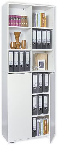 Bücherschrank Aktenschrank mit 2 Türen Ordnerschrank B 80,2 cm x H 214,7 cm x T 35 cm Weiß/Weiß Mehrzweckschrank Büroschrank - Büromöbel