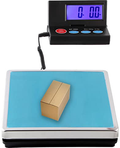 25cm*25cm Stainless steel Platform 50KG 110lb / 2g 0.1oz Digital Heavy Duty Large Capacity Weighing Platform Scale for Postal Industrial Commercial Shop Kitchen Letter Parcels Luggage Scales