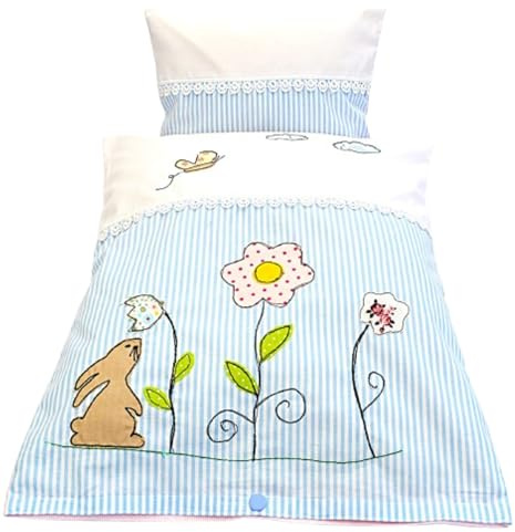 Generisch Puppen Bettwäsche Bestickt – 4-teiliges Set EL Verano für Puppenwagen oder Puppenbett