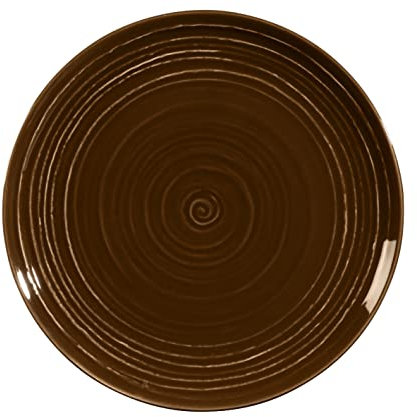 Seltmann Weiden Terra Frühstücksteller, 22 cm, Dessertteller mit spiralförmigem Relief, Spülmaschinen- und mikrowellenfest, Porzellan, Erdbraun