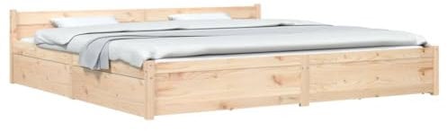 vidaXL Bett, Bettgestell Bettrahmen mit Schubladen Kopfteil Lattenrost, Holzbett Massivholzbett für Schlafzimmer, Doppelbett, 180x200cm