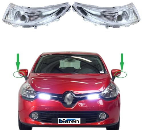 BIAREN Pair Door Wing Mirror Indicator Lens Set Right And Left Clear For Renault Clio Mk4 Captur 2012-2019 261659450R 261604623R