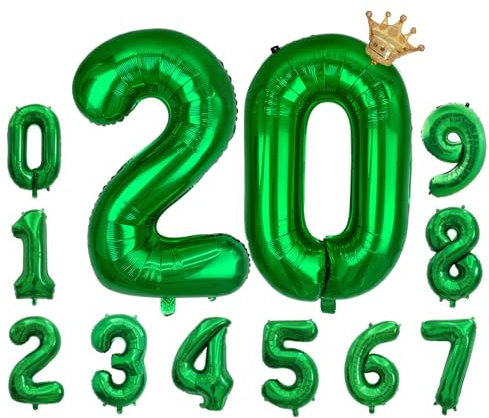 Foil Luftballon 20 Helium Folienballon Zahlen Ballon XXL Folien Dunkelgrün Ballon 20 Geburtstag 100cm/40inch