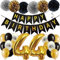 Feelairy 44. Geburtstag Deko Set, Schwarz-Gold, 27 Stück, Ballon-Set, Party Deko, Erwachsene, Unisex