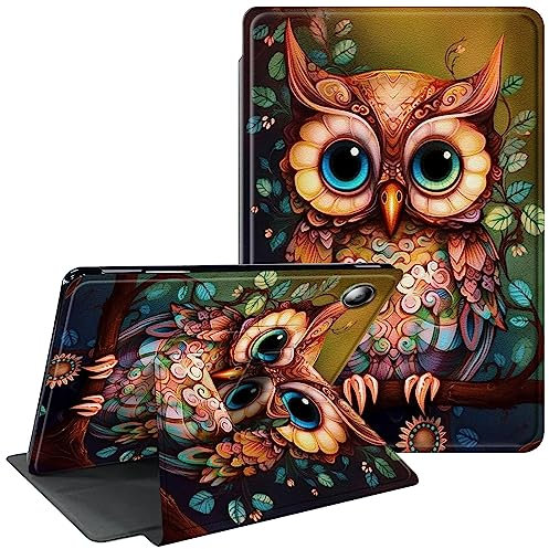 CGFGHHUY Schutzhülle für iPad 9. Generation 2021 für iPad 8. / 7. Generation, Hülle für iPad 10.2, 360 Grad drehbarer Ständer, Schutzhülle mit automatischer Schlaf- und Weckfunktion, Eule im Baum