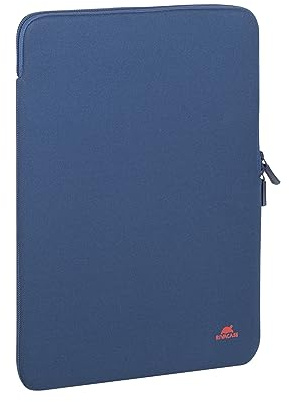 Rivacase vertikale Laptophülle Sleeve - wasserabweisende und ultraleichte Notebooktasche - kompakte Damen und Herren Aktentasche für Laptops - Stoßfeste Slim Laptop-Schutzhülle (Dunkelblau, 15.6 Zoll)