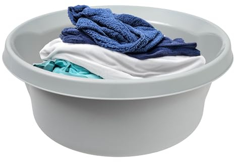 KADAX Matte Plastikwaschschüssel, Kunststoffschüssel, Runde Spülschüssel, Robuste Waschschüssel, Haushaltswasserschüssel für Badezimmer, Allzweck-Wanne (Hellgrau, 14L)