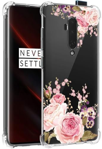 Jhxtech HD1925 Handyhülle für OnePlus 7T Pro 5G, dünn, stoßfest, klar, Blumenmuster, weich, flexibel, TPU, Schutzhülle für OnePlus 7T Pro, Rosenblume
