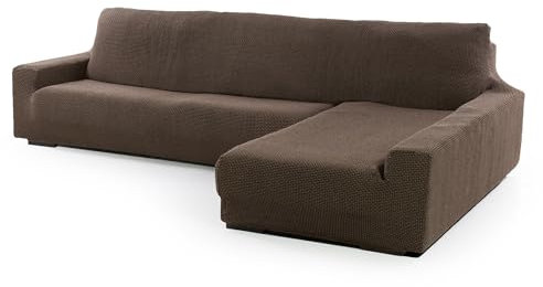 FAVERTI® Super elastischer Bezug für Chaiselongue, langes Eckteil rechts (vorne gesehen), Modell Novele, Veloursleder, hochwertiger Schutz aus Jacquard-Stoff und Baumwolle