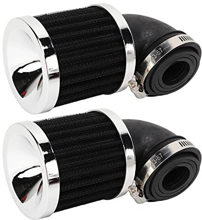 2 Pezzi Filtri dell'Aria per Moto, Filtro per Presa Aria con Piega Ad Angolo di 90° per Ugello Carburatore da 28‑48mm Ciclomotore Scooter ATV Dirt Bike(Nero)