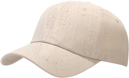 Malaxlx Beige Wasserdicht Baseball Cap Damen Herren Kappe Verstellbar Baseballkappe Draußen Sun Mützen Visoren Athletic Schnell Trocknend Regenmütze
