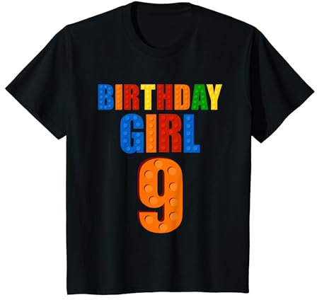 Kinder 9. Geburtstag: Mädchen, Baumeister, 9 Jahre altes Blockhaus T-Shirt
