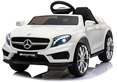 Baroni Toys Macchina Elettrica per Bambini Mercedes AMG Baby car Elettrica Full Optional Bianca, Auto Telecomandata con Sedile in Plastica e Porte Apribili, Batteria 12 V, Carico fino a 30 Kg