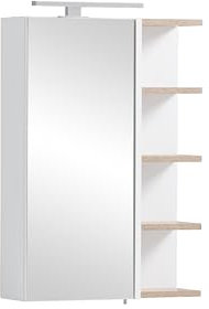 Schildmeyer Balto Spiegelschrank 157385, Kreideweiß/Wildeiche Dekor, 49,7 x 16,0 x 74,4 cm